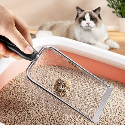 Cat Litter Scoop,Sturdy Litter Cleaner Corner Shovel,Stainless Steel Mesh Litter Shovel,Easy to