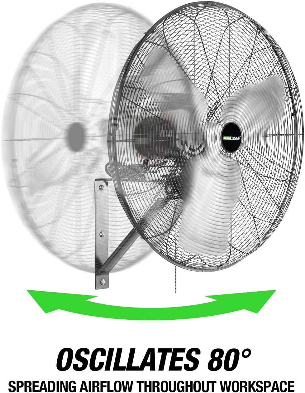 OEMTOOLS OEM24884 30 Inch Oscillating Wall Fan, 9500 CFM Max. Garage 90 Degree Mounted Fan with 6