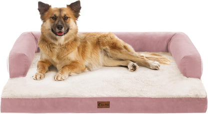 Orthopedic Dog Beds for Large Dogs, Waterproof Dog Beds, Memory Foam Dogs Couch Beds, Comfy Bolster