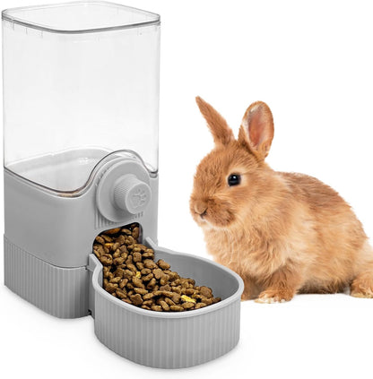 Fhiny Rabbit Food Dispenser, 40oz Large Capacity Hanging Gravity Bunny Feeder for Cage Automatic