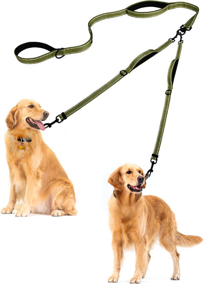 PetBonus Double Dog Leash, No Tangle Dual Leash, Reflective Walking Training Lead, 4 Comfortable