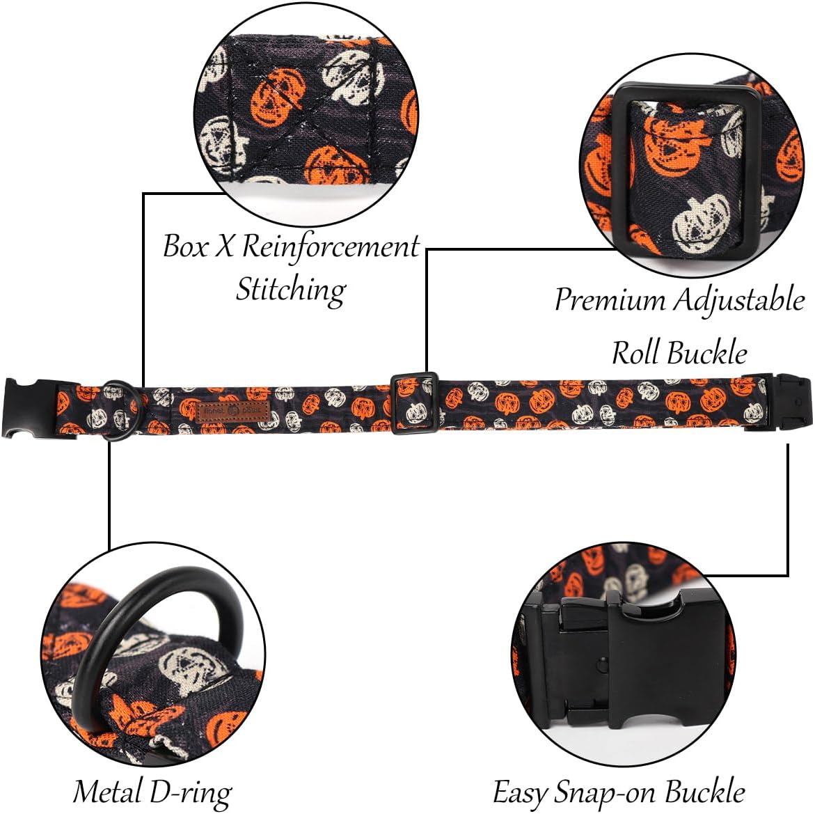Lionet Paws Dog Collar with Flower - Cute Cotton Adjustable Flower Dog Collar with Metal Buckle for