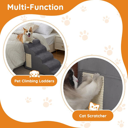 Dog Stairs for Small Dogs, 4-Step Dog Ramp for Bed 19.7" H, Dogs Steps for Bed, Couch, Pet Stairs