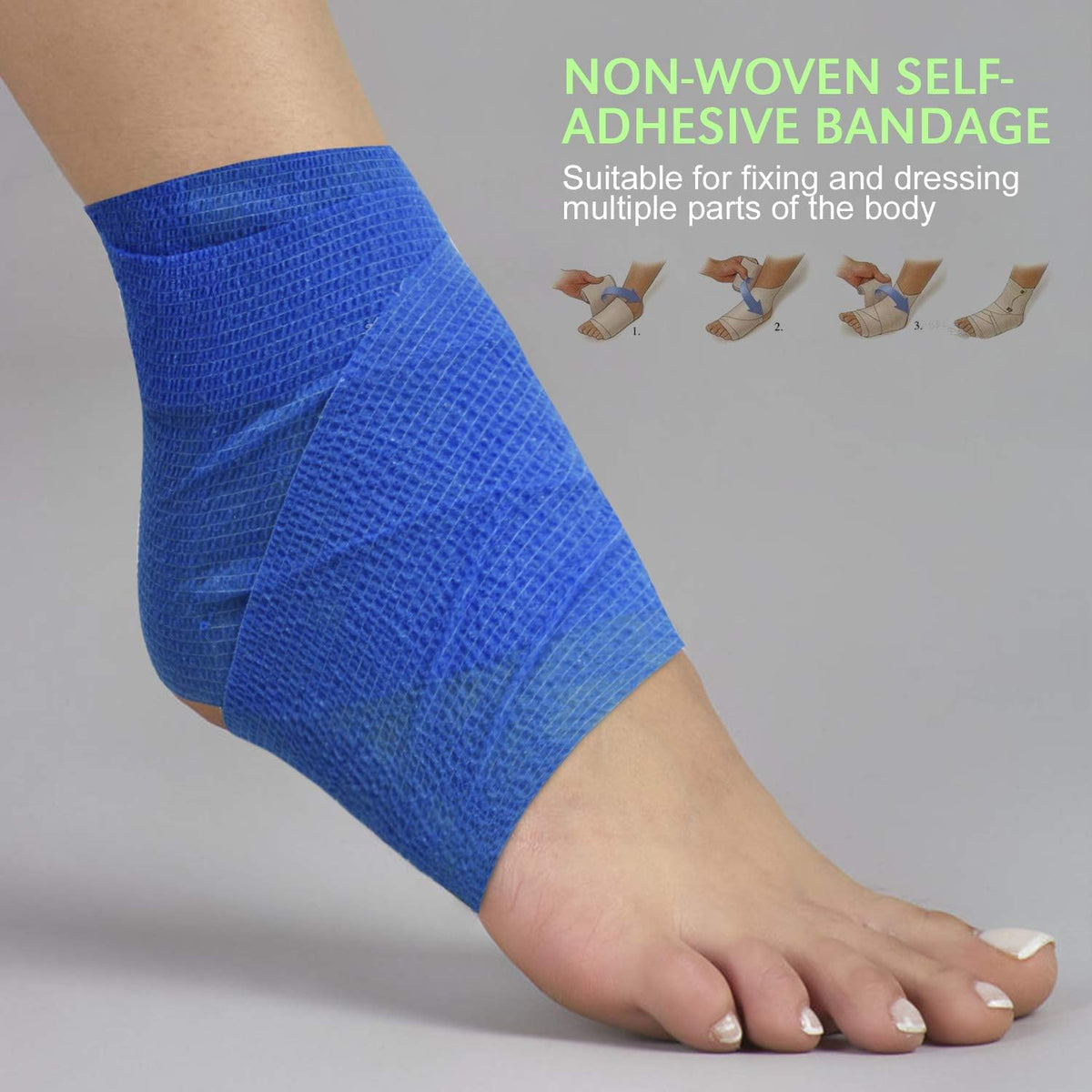 TOBWOLF 12PCS Self Adhesive Bandage, 4" x5yd / 10cmx4.5m Elastic Cohesive Bandage Wrap Athletic