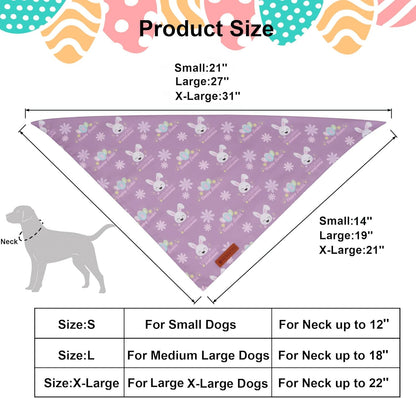 ADOGGYGO Easter Dog Bandanas, Reversible Bunny Floral Pet Scarf, Multi Size Offered, Rabbit Easter