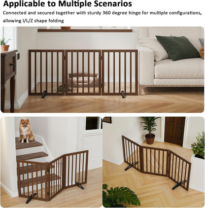 Dog Gate for Stairs,Foldable Dog Gate for Indoor Doorways House,Freestanding Pet Gates for