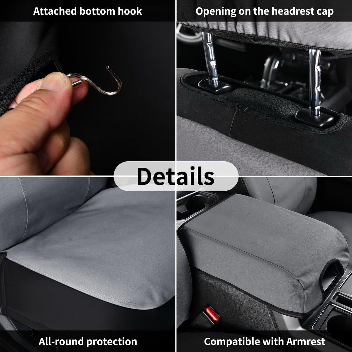 Coverado Front Seat Covers, Waterproof Canvas Seat Protector for Car Seat Cushions for Kids & Dogs