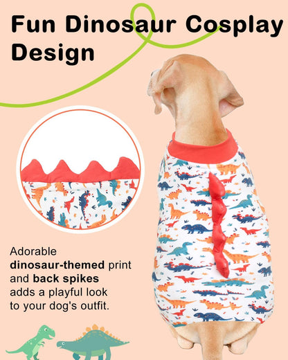CuteBone Dinosaur Costume Dog Pajamas, Stretchy Spandex Crystal Velvet Sleepwear Coat for Small