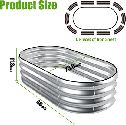 SnugNiture Galvanized Raised Garden Bed Outdoor, 2 Pcs 4x2x1ft Oval Metal Planter Box for Planting