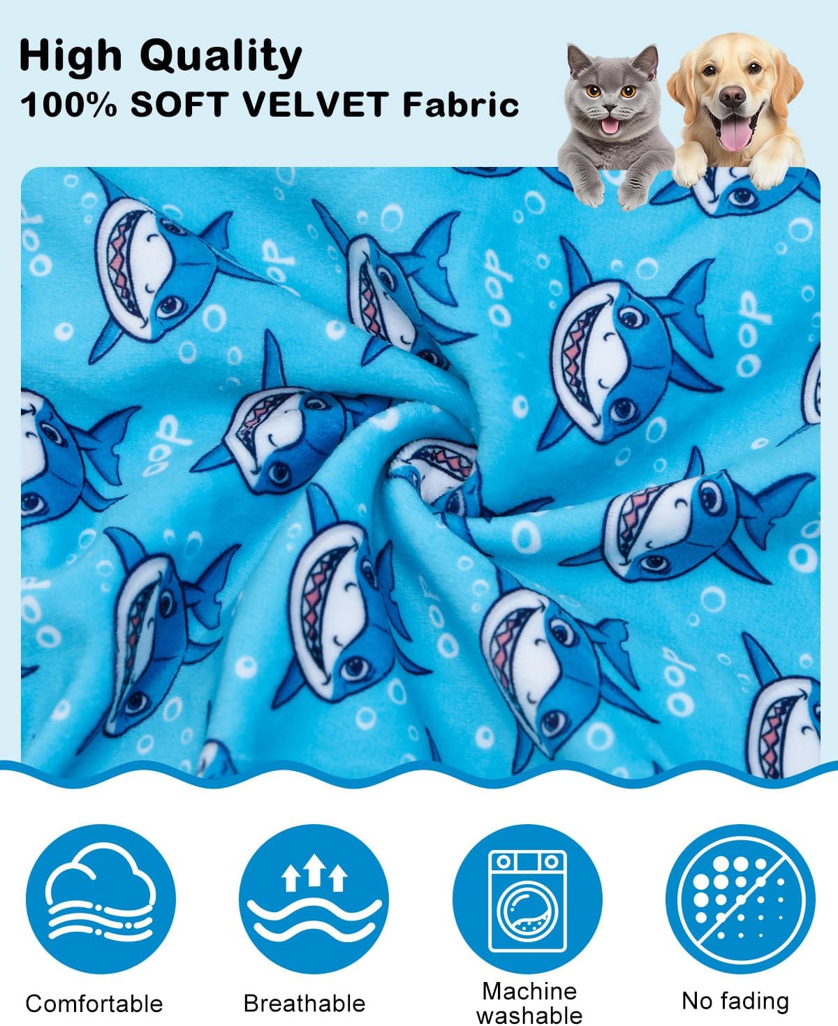 CuteBone Shark Costume Dog Pajamas, Stretchy Spandex Crystal Velvet Sleepwear Coat for Small Dogs