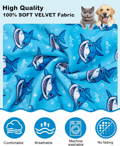 CuteBone Shark Costume Dog Pajamas, Stretchy Spandex Crystal Velvet Sleepwear Coat for Small Dogs