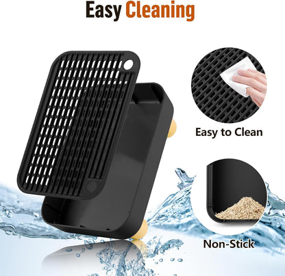 Cat Litter Box Step Ramp, Cat Litter Catcher Mat with Wooden Feet, Filter Function, Cat Pedal Stool