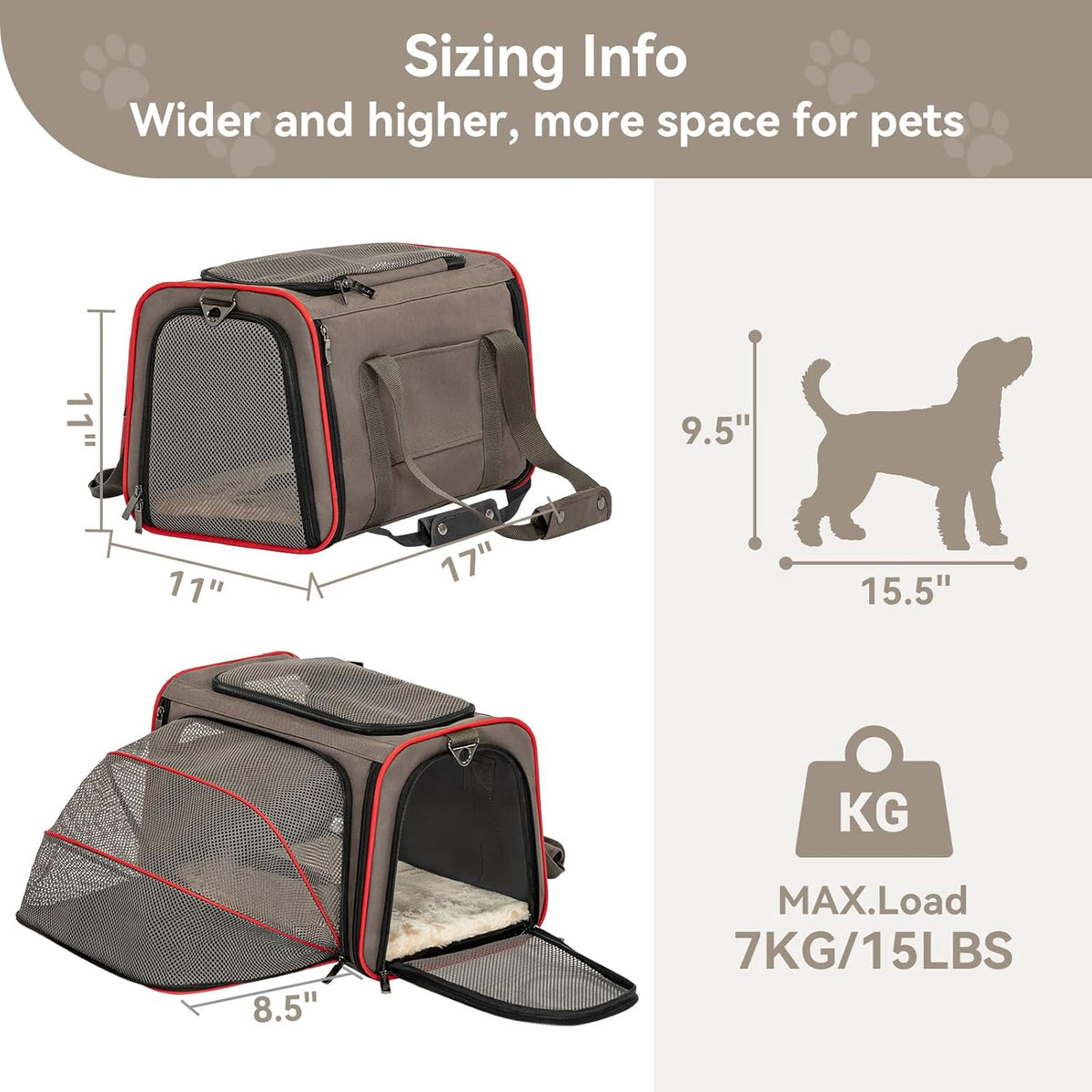 Petsfit Expandable Cat Carrier Dog Carriers,Airline Approved Soft-Sided Portable Pet Travel