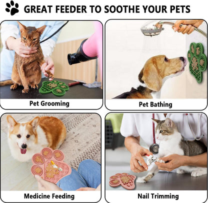 2-Pack Premium Lick Mats for Dogs & Cats | Slow Feeder mat with Suction Cups | Bathing, Grooming &