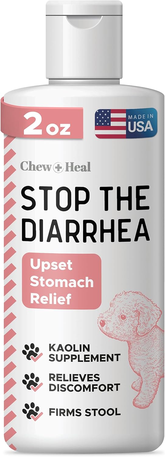 Chew + Heal Labs Anti Diarrhea for Dogs 2oz - Fast Relief Liquid Dog Diarrhea Supplement with