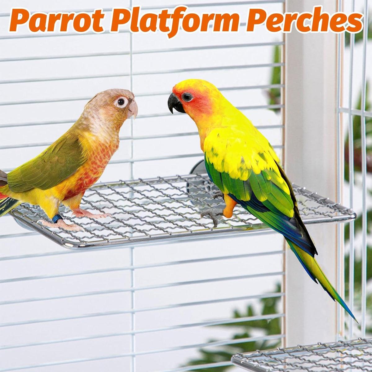 BNOSDM 2 Pack Bird Perch Platform 11x7in Stainless Steel Birds Perches Parrot Shelf Training Stand