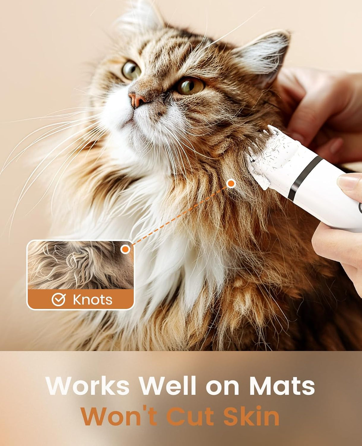 oneisall Cat Grooming Kit, 3 in 1 Quiet Cat Clippers for Thick Matted Paw Hair Trimmer, Heavy Coat