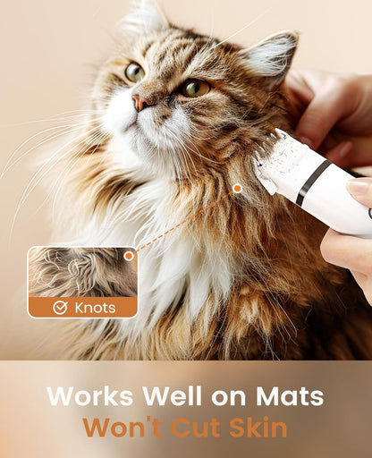 oneisall Cat Grooming Kit, 3 in 1 Quiet Cat Clippers for Thick Matted Paw Hair Trimmer, Heavy Coat