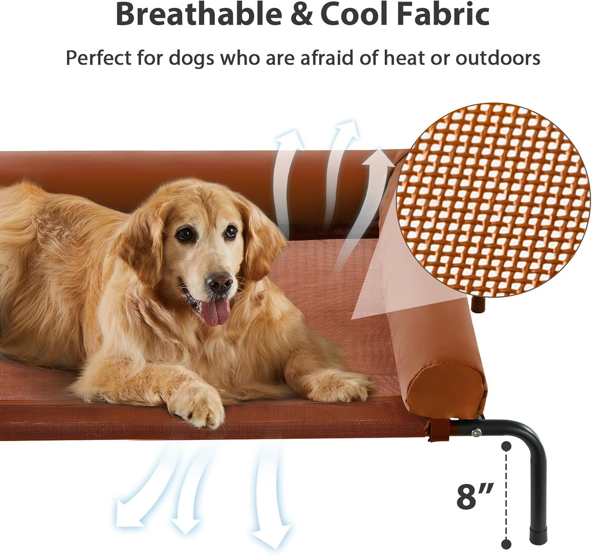 RRPETHOME Large Elevated Cooling Dog Bed, Raised Dog Cot Beds for Large Dogs, Elevated Outdoor Pet