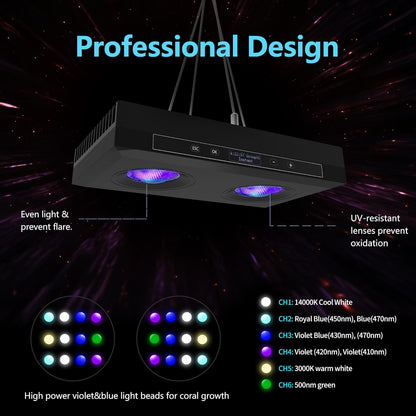 Aquarium Light - 95 Watt Sunrise Sunset Moonlight, Group Control Program Coral Reef Light Dimmable