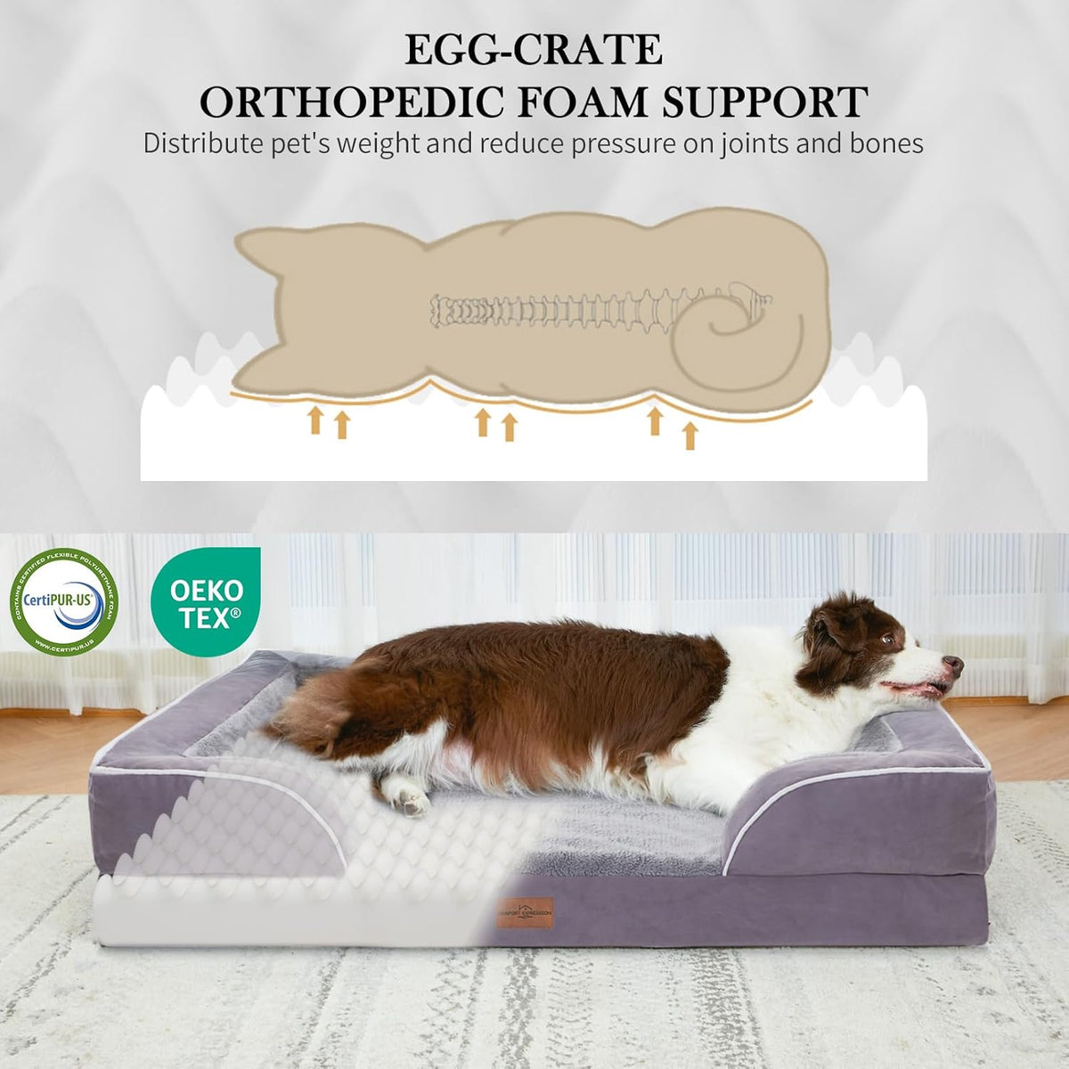 Comfort Expression Large Dog Beds Waterproof Orthopedic Foam Dog Sofa Beds Comfy Pet Bed with