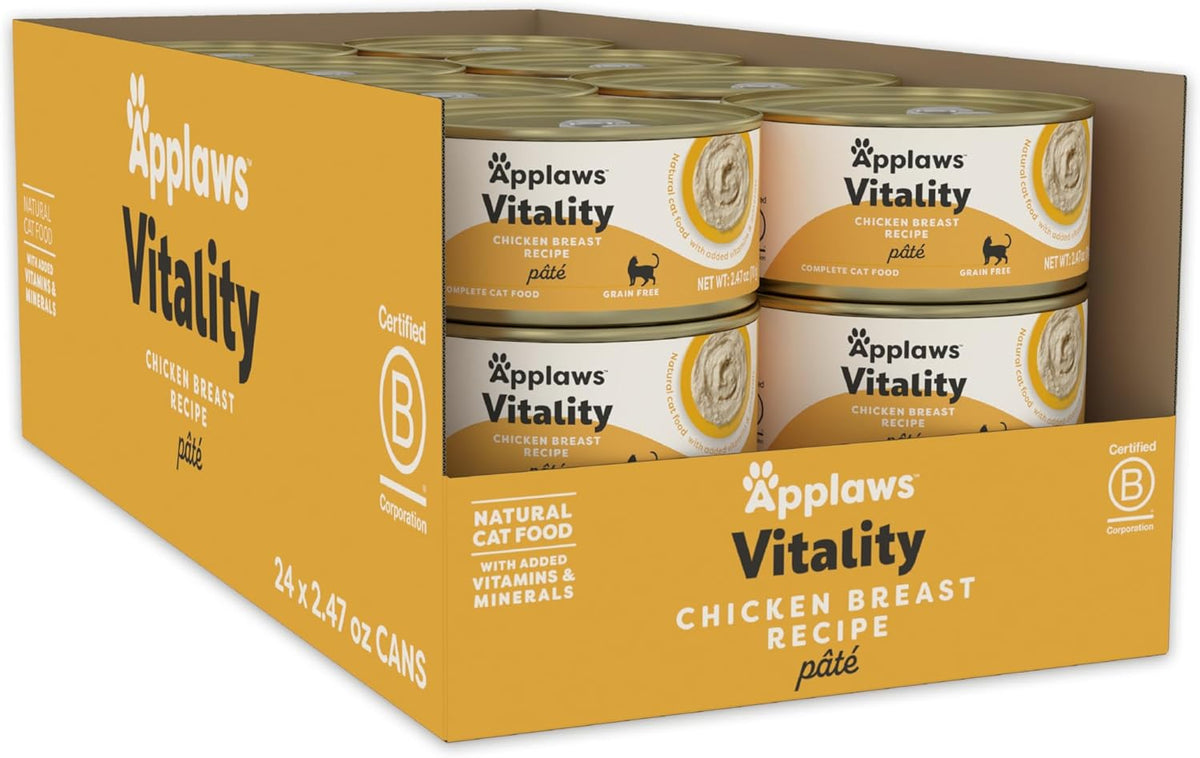 Applaws Vitality Wet Cat Food Paté, Natural Canned Cat Food, Wet Food for Cats with Added Vitamins