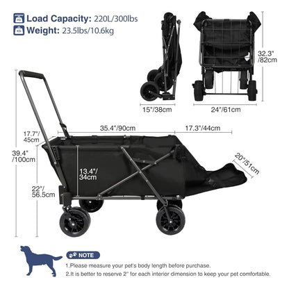 REDCAMP Folding Dog Wagon Cart with Tailgate Heavy Duty, 220L Large Collapsible Utility Cart Dog