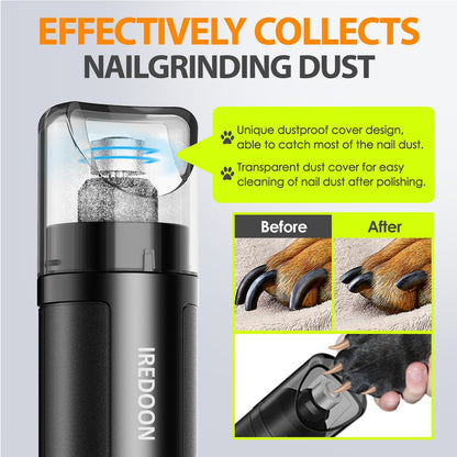 Dog Nail Grinder Upgraded - Professional 3-Speed Super Quiet and Low Vibration Electric Pet Nail