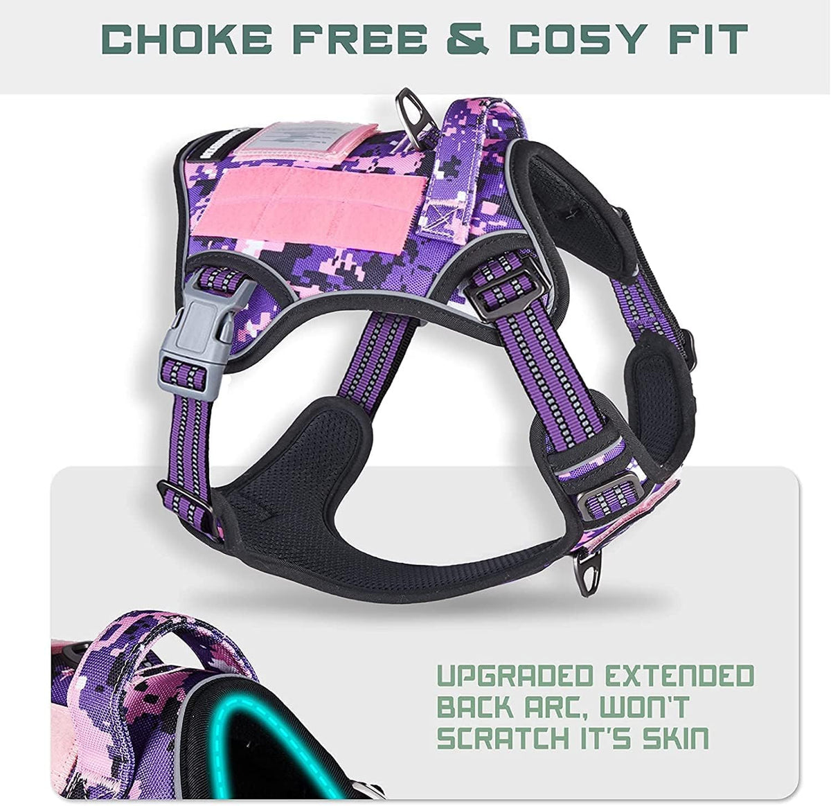BUMBIN Tactical Dog Harness for Small Dogs No Pull, Famous TIK Tok No Pull Puppy Harness, Fit Smart