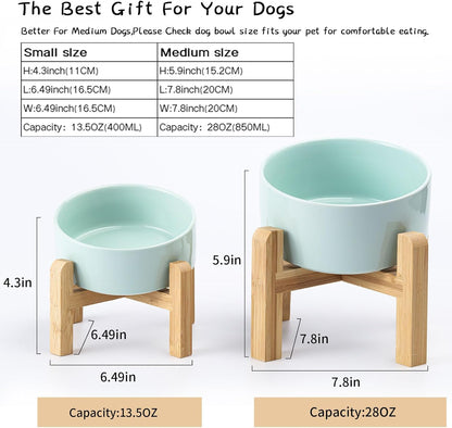 Petygooing 28 OZ Elevated/Raised Ceramic Dog Bowl for Small and Medium Breeds, Dog Food Water Dish