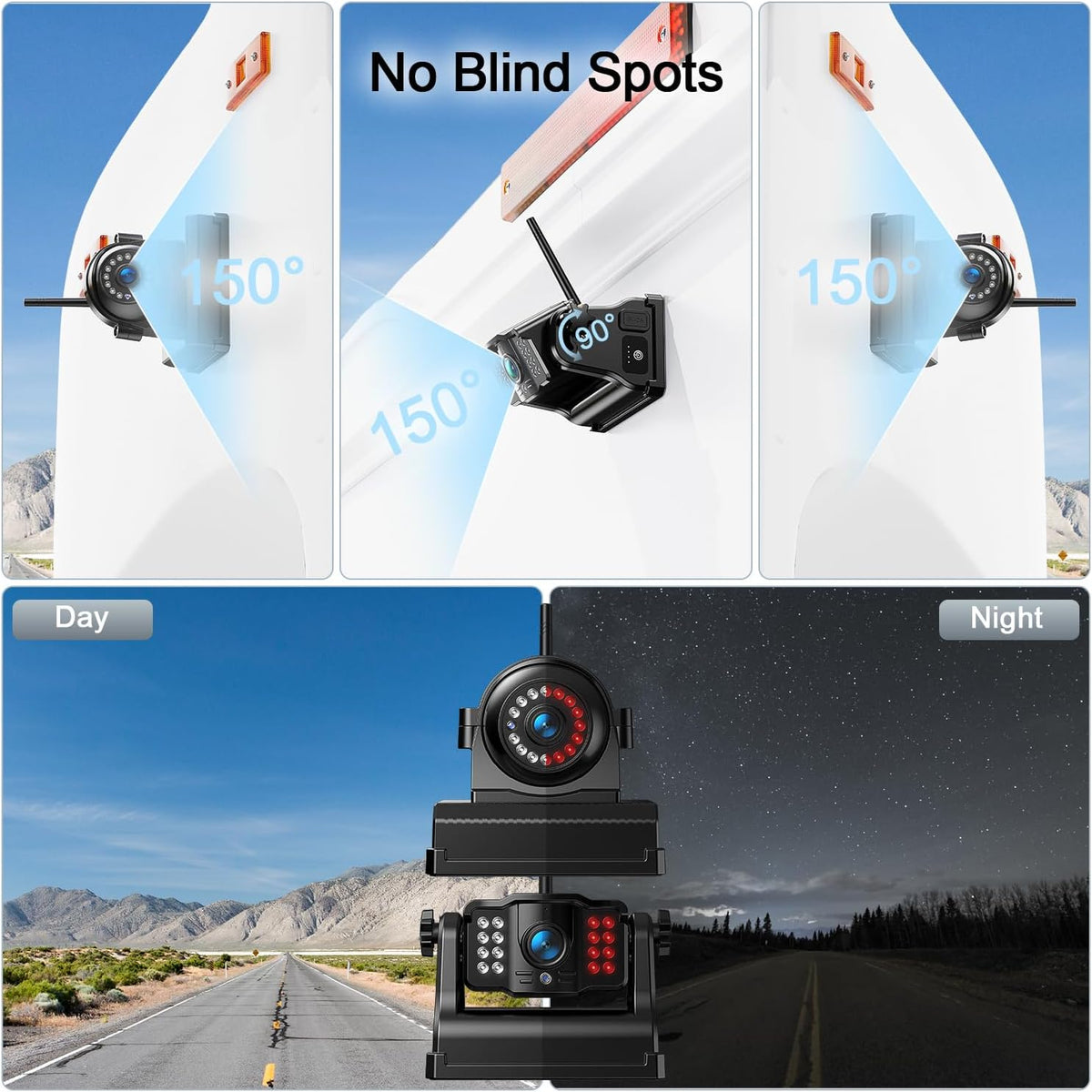 Fookoo HD 10" Magnetic Wireless Backup Camera,10" IPS Split Screen Monitor, Rechargeable 2 Side