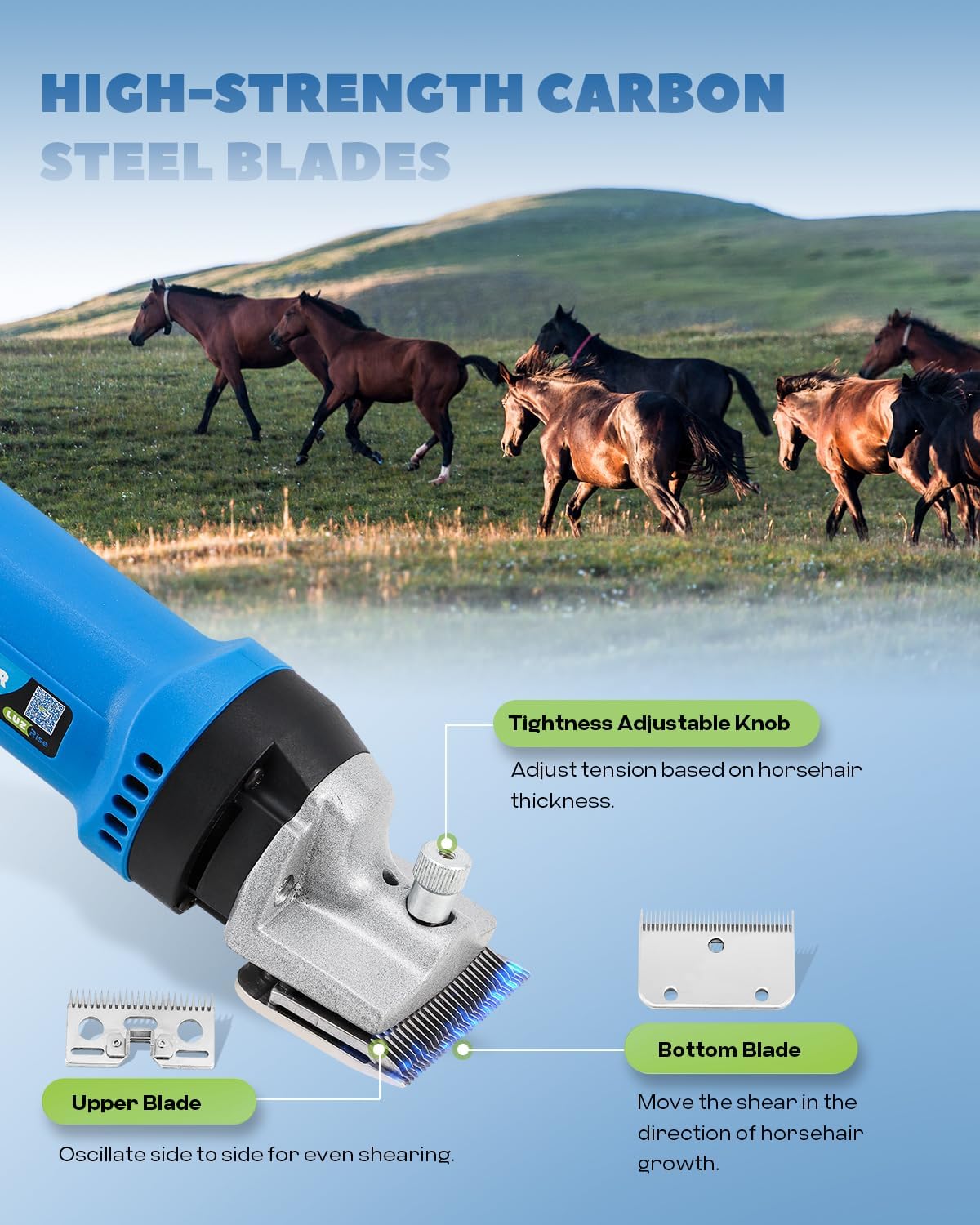 Horse Clippers 690W 28000RPM, Heavy Duty Horse Grooming Kit, Professional Livestock Clippers with 6