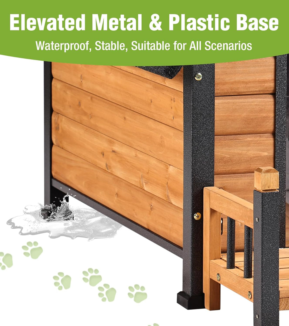GUTINNEEN Dog House Outdoor Weatherproof with Porch, Puppy Shelter Indoor with Anti-Bite Design