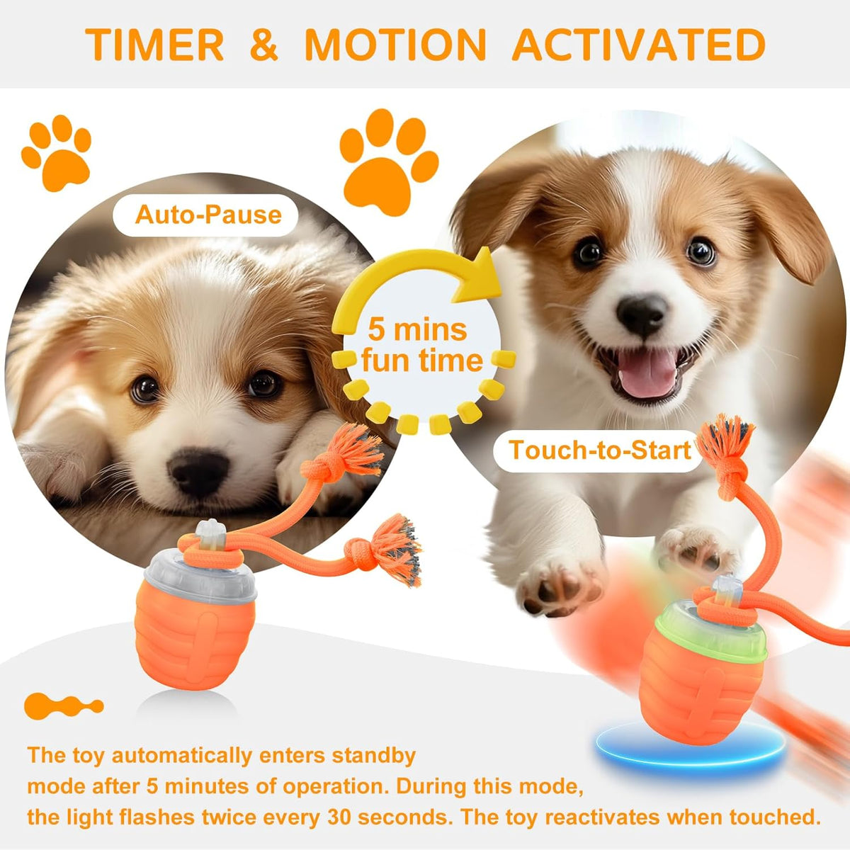 Interactive Dog Toys - [2025 Newly Upgraded] Motion Activated Ball for Small/Medium/Large Dogs