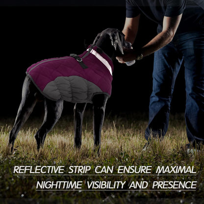 FUAMEY Dog Coat for Large Dogs,Waterproof Dog Winter Jacket with Harness Built in Puppy Cold