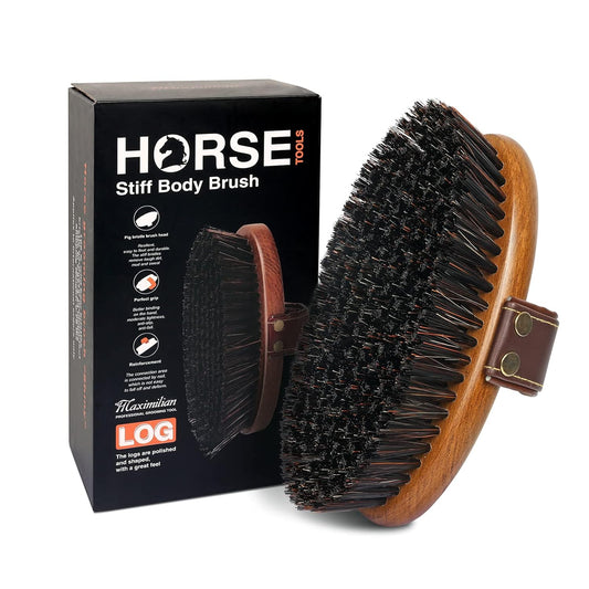 MAXIMILIAN World Class Handmade Equine Stiff Body Horse Brush. Professional Equine Grooming Tools.