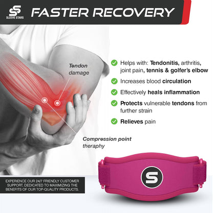 Sleeve Stars Tennis Elbow Brace for Women - Adjustable Tennis Elbow Strap, Golfers Elbow Brace for