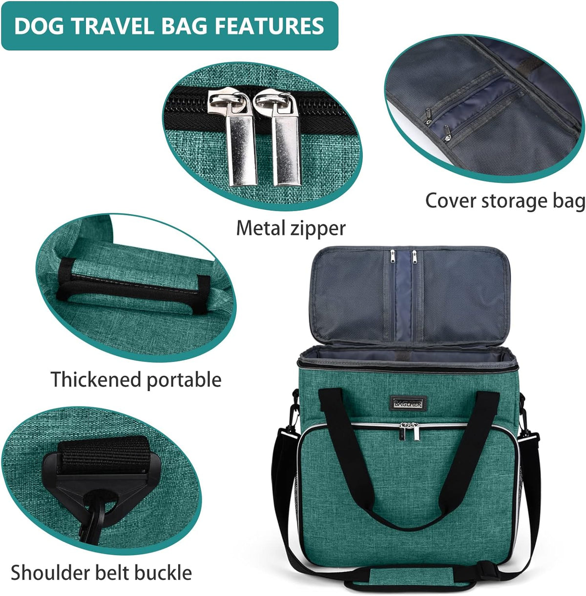 BAGLHER Pet Travel Set Airline-Approved Carrier for Small/Medium Cats & Dogs + Travel Bag with Food