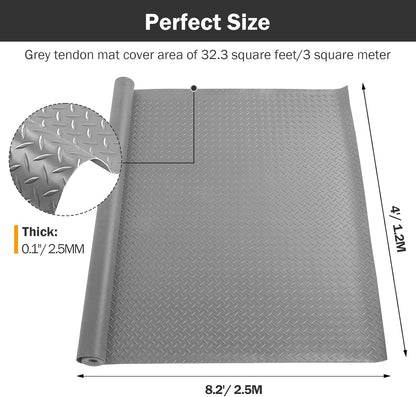 Nisorpa Garage Floor Rubber Mat,4Ft x 8.2Ft Rubber Flooring Rolls,1/8 Inch Thick Heavy Duty Diamond
