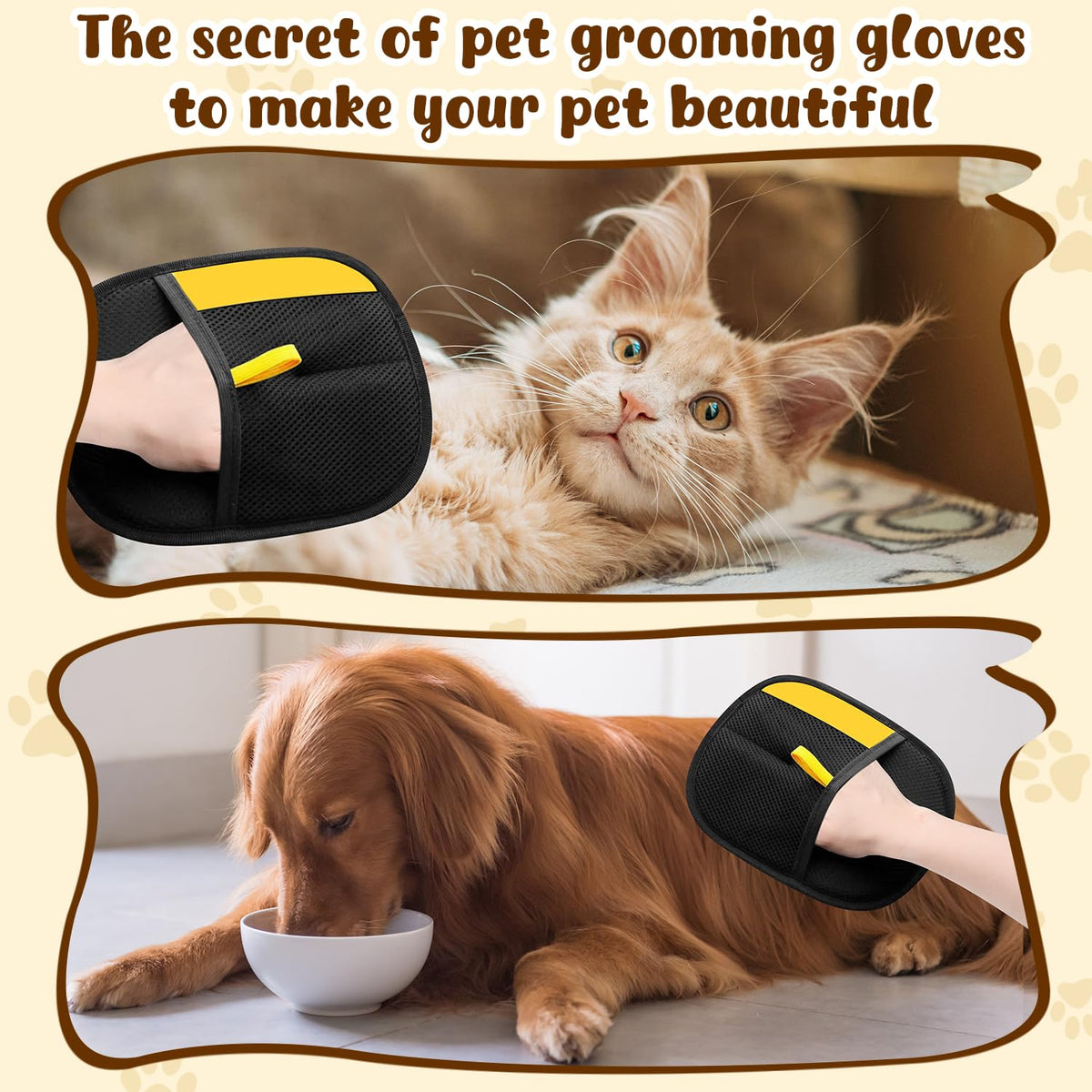 2PCS Pet Hair Remover Gloves, Electrostatic Pet Hair Removal Gloves for Cats & Dogs, Reusable