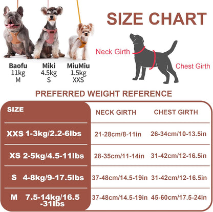Puppytie No Pull XXS Puppy Harness with Multifunction Dog Leash,Soft Adjustable No Choke Escape