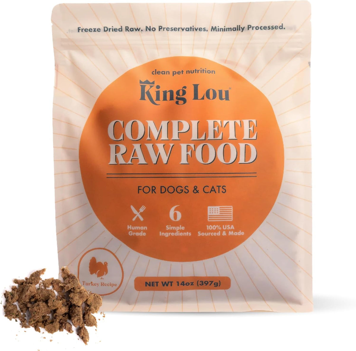 King Lou Pets - Human Grade Raw Food for Dogs and Cats - Complete Meal for Pets - Freeze Dried