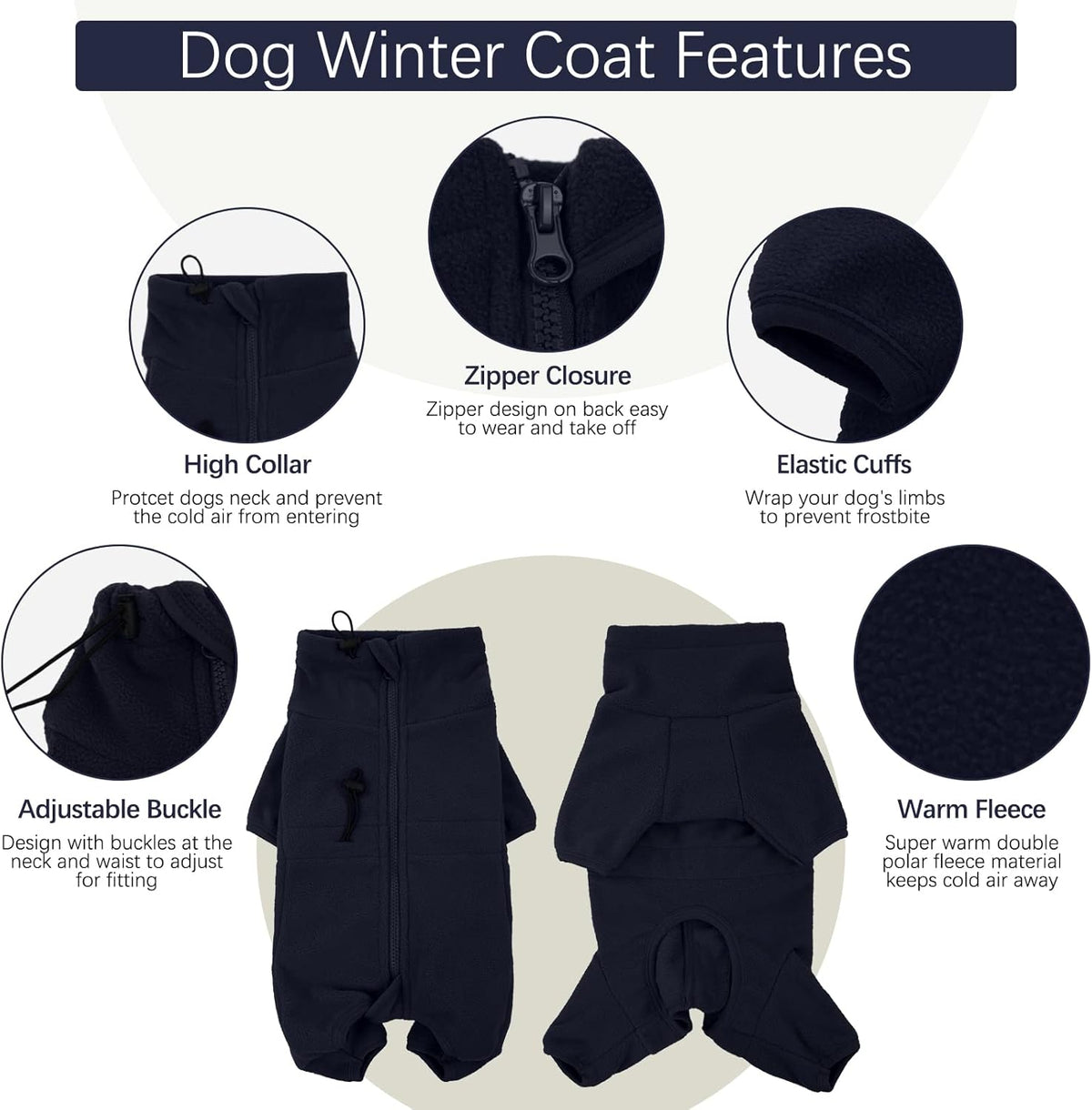 ROZKITCH Dog Pajama with Leg Warmers, Pet Windproof Warm Cold Weather Jacket Vest Cozy Jumpsuit
