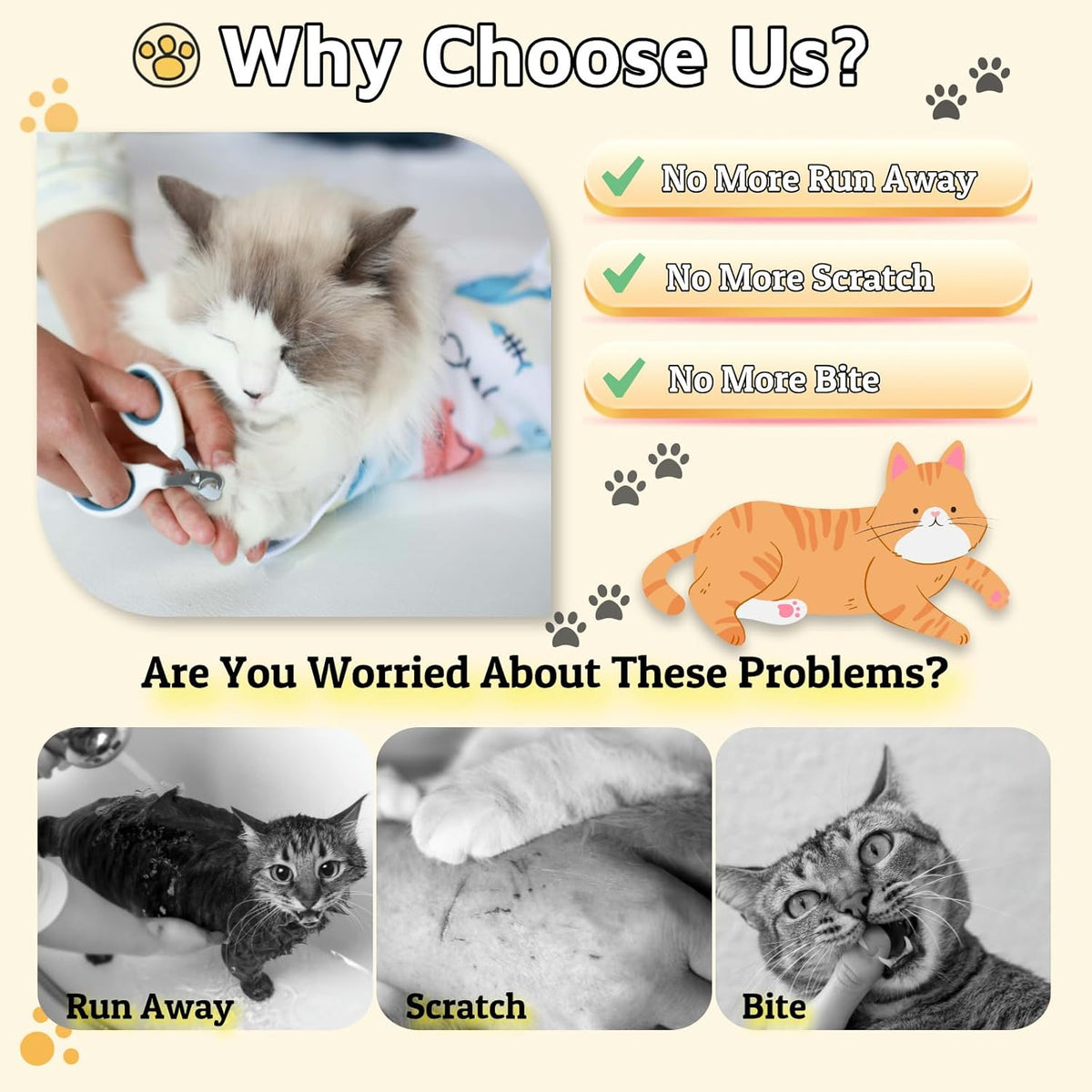 Cat Wrap for Grooming-Premium Cat Grooming Wrap Cat Restraint for Nail Clipping, Self-Adherent Soft