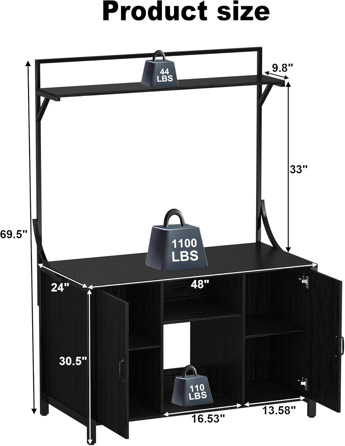 GDLF Reptile Tank Stand Terrarium Stand with Cabinet for Accessories Storage 48" X 24" Tabletop