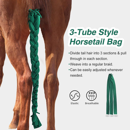 Harrison Howard 3 Tube Stretchy Fabrics Adjustable Closure Lightweight Horse Tail Bag for Horses
