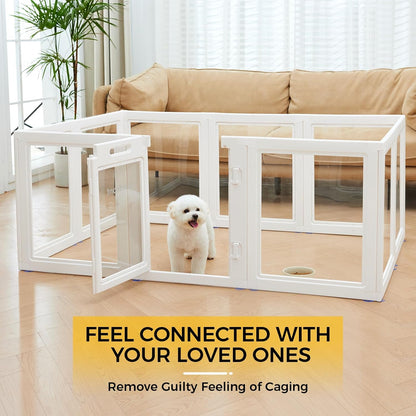 Clear Acrylic Plastic Dog Playpen - Clear Dog Play Pen - Easy Assemble Acrylic Dog Playpen - Puppy