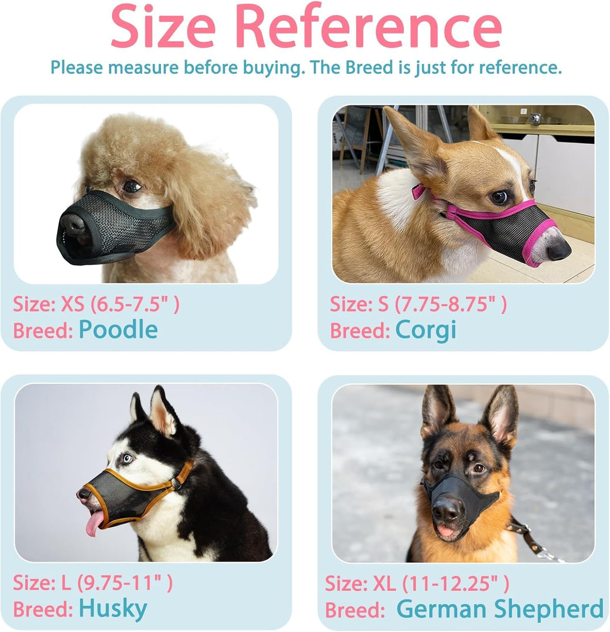 LUCKYPAW Dog Muzzle, Mesh Muzzle for Large Medium Small Dogs, Soft Mouth Guard for Biting Chewing