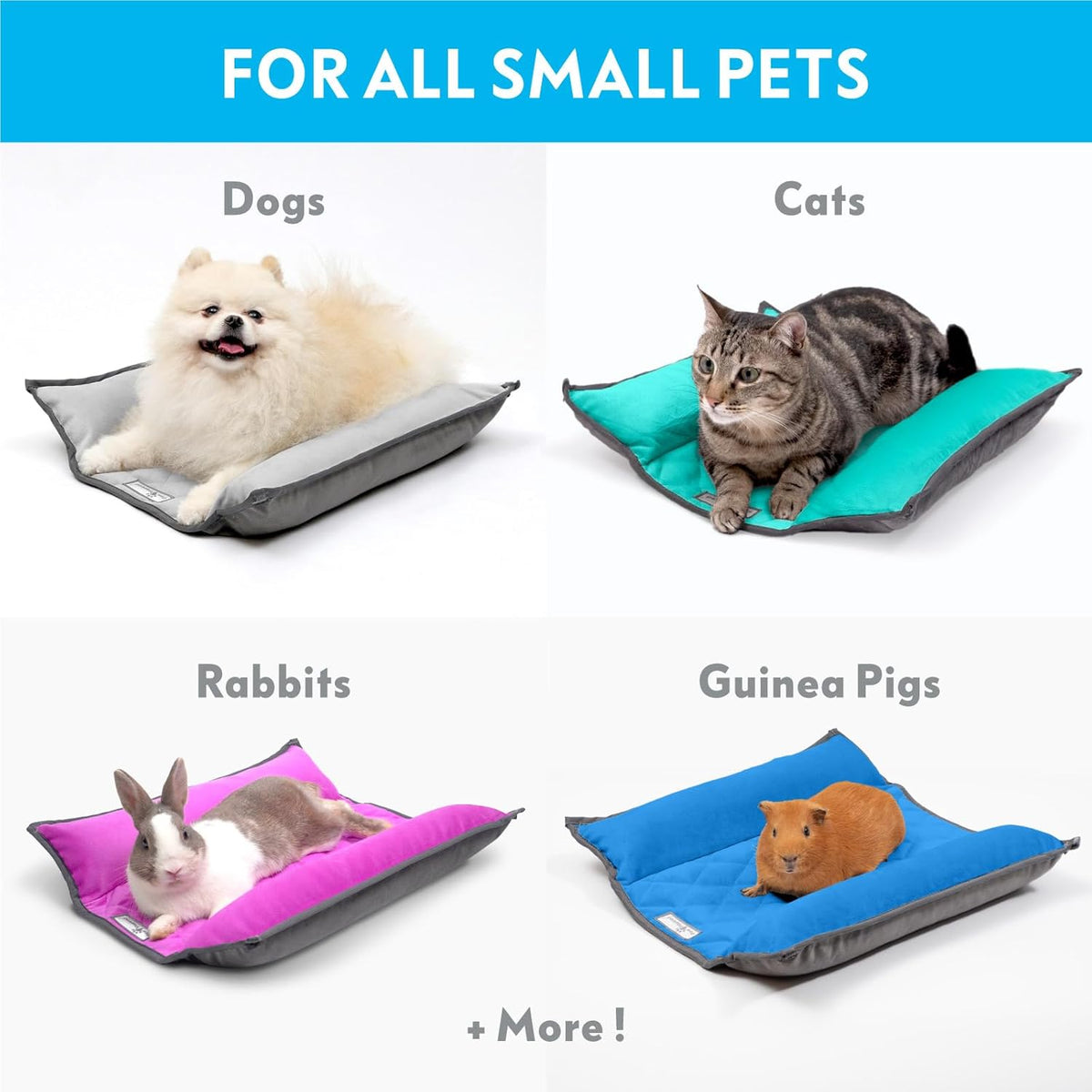 Paw Inspired Snuggle Bunny Bolster Bed for Rabbits, Cats, Dogs and Other Small Pets, Reversible