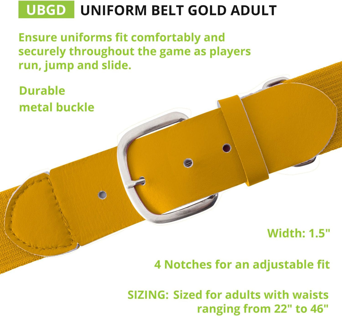 Champion Sports Baseball/Softball Uniform Belt, Comfort Stretch Fit Durable Syntex Tab - Youth &